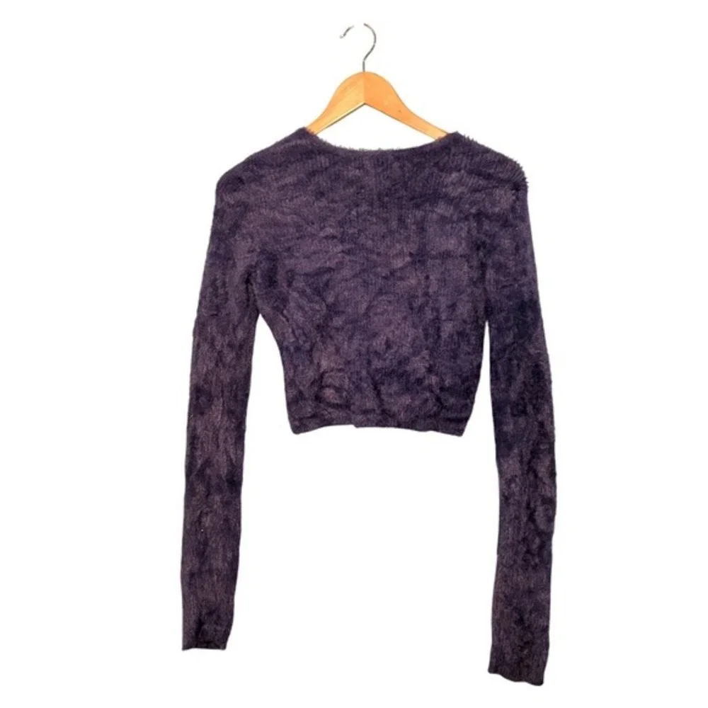 Aerie Fluffy-4-Ever Reversible Twist Sweater‎ Navy Blue Super-Soft Knit M